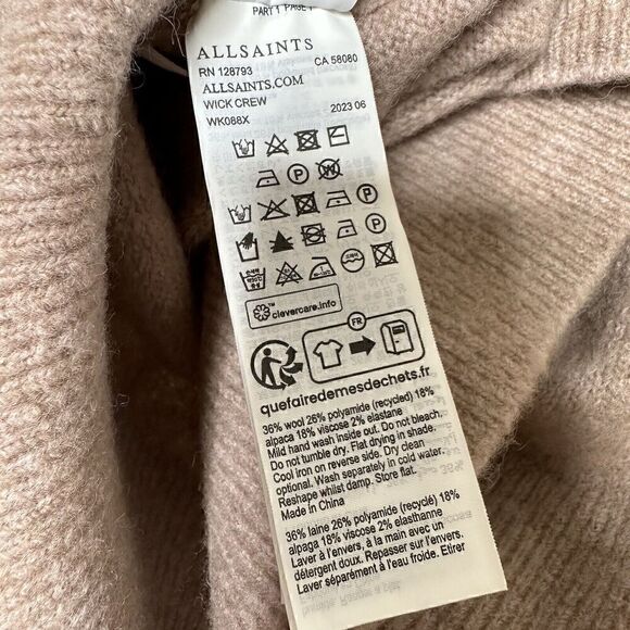 NWT All Saints Wick Crew Neck Sweater Women’s Wool Blend Pink Size Medium - Picture 4 of 6